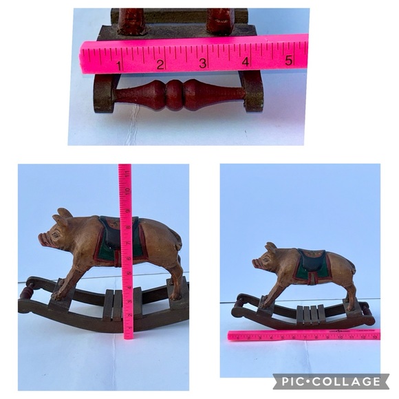 Vintage Wooden Rocking Pig Hog Rocker Folk Art Painted & Carved *Collectible - Picture 15 of 15
